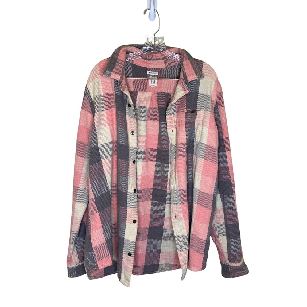 Pink and Grey Flannel Shacket
